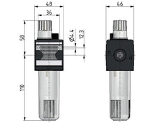 Micro Oil-Fog Lubricator G3/8'' Electrical Level Monitoring Polycarbonate Multifix 1