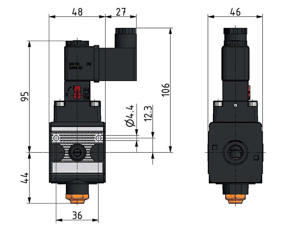 3/2 Valve G3/8 24VAC 900 l/min Multifix 1