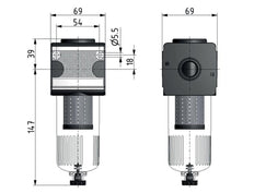 Pre-Filter 0.3microns G1/2'' 500 l/min Auto Polycarbonate Multifix 2