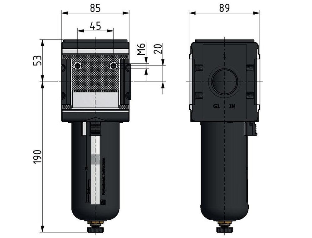 Filter 5microns G1'' 8000 l/min Semi-Auto Polycarbonate Multifix 4