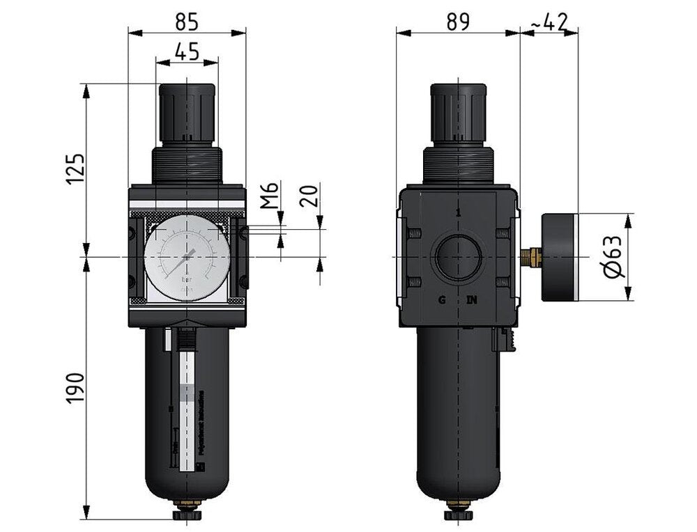 Filter-Regulator G1'' 12000 l/min 0.1-3.0bar/1-44psi Auto Polycarbonate Multifix 4