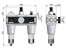 FRL 3-Part G1'' 13500 l/min 0.5-16.0bar/7-232psi Auto Metal Multifix 5