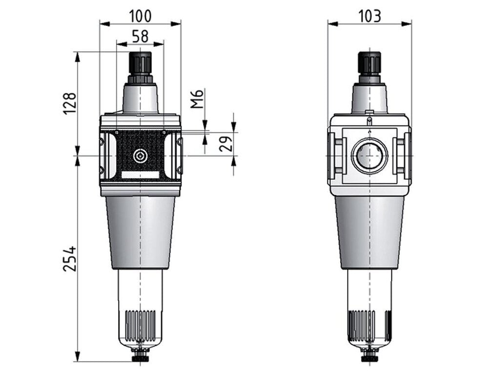 Filter-Regulator G3/4'' 15000 l/min 0.5-10.0bar/7-145psi Semi-Auto Polycarbonate Multifix 5