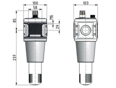 Micro Oil-Fog Lubricator G3/4'' Electrical Level Monitoring Polycarbonate Multifix 5