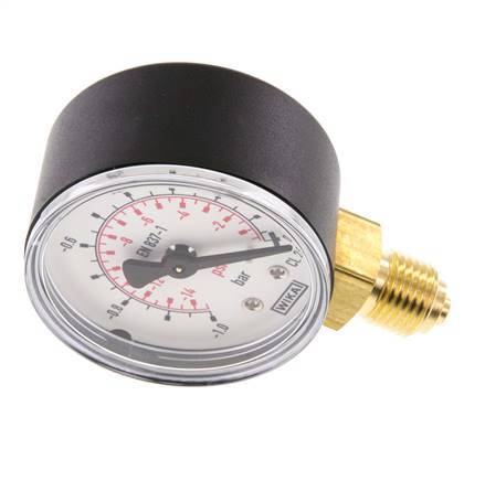 -1..0 Bar (-15..0 psi) Pressure Gauge Below Plastic/Brass 50 mm Class 2.5
