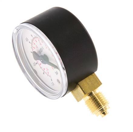 -1..0 Bar (-15..0 psi) Pressure Gauge Below Plastic/Brass 50 mm Class 2.5