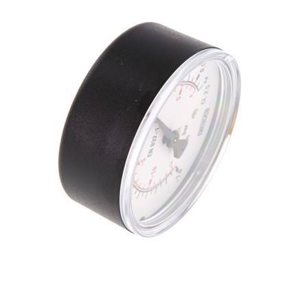 -1..0.6 Bar (-15..9 psi) Pressure Gauge Below Plastic/Brass 63 mm Class 2.5