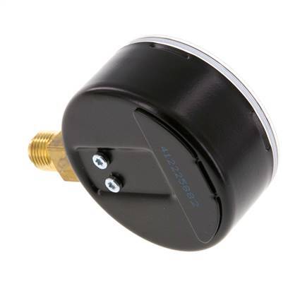 0..0.6 Bar (0..9 psi) Pressure Gauge Below Steel/Brass 63 mm Class 1.6