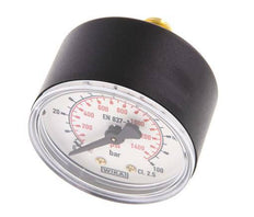0..100 Bar (0..1450 psi) Pressure Gauge Rear Plastic/Brass 50 mm Class 2.5