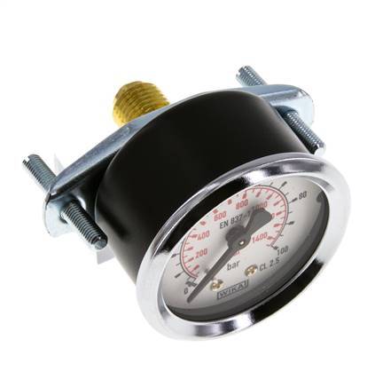 0..100 Bar (0..1450 psi) Panel Mount Pressure Gauge Steel/Brass 50 mm Class 2.5 (Bracket)