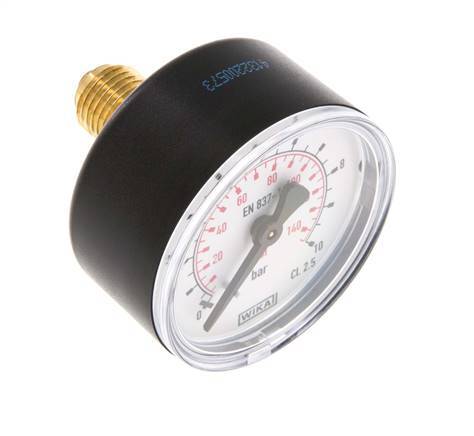 0..10 Bar (0..145 psi) Pressure Gauge Rear Plastic/Brass 50 mm Class 2.5
