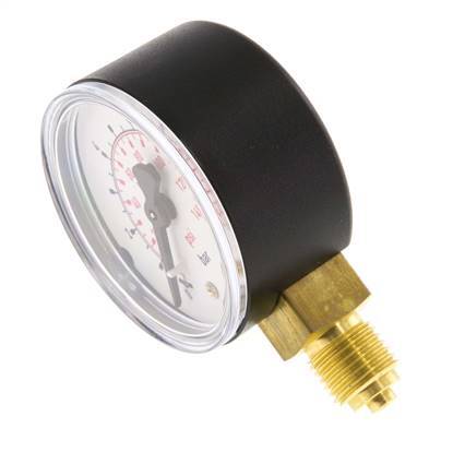 0..10 Bar (0..145 psi) Pressure Gauge Below Plastic/Brass 50 mm Class 2.5