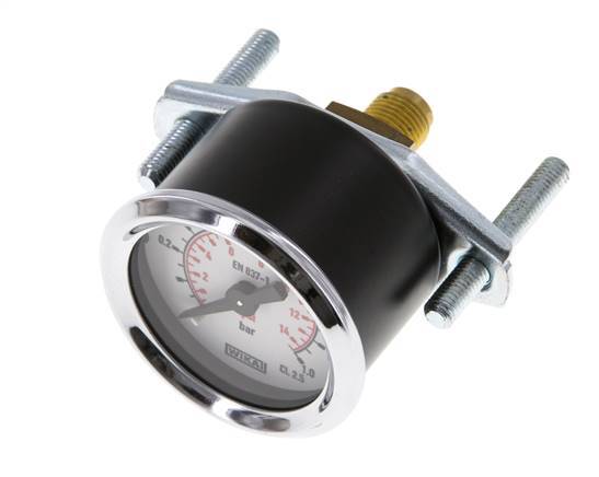 0..1 Bar (0..15 psi) Panel Mount Pressure Gauge Steel/Brass 40 mm Class 2.5 (Bracket)