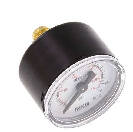 0..16 Bar (0..232 psi) Pressure Gauge Rear Steel/Brass 40 mm Class 1.6