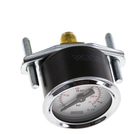 0..16 Bar (0..232 psi) Panel Mount Pressure Gauge Steel/Brass 40 mm Class 2.5 (Bracket)