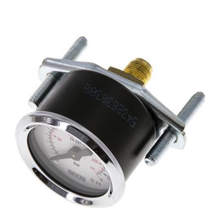 0..16 Bar (0..232 psi) Panel Mount Pressure Gauge Steel/Brass 40 mm Class 2.5 (Bracket)
