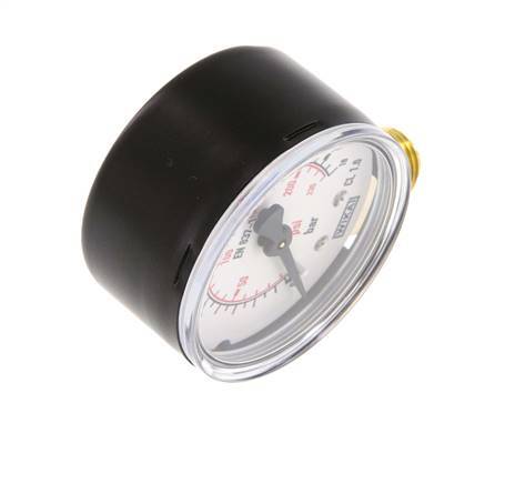 0..16 Bar (0..232 psi) Pressure Gauge Below Steel/Brass 50 mm Class 1.6