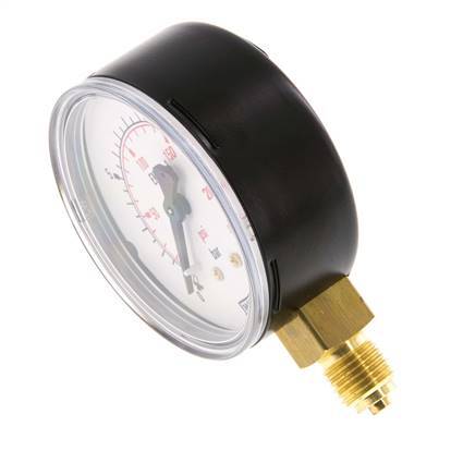 0..16 Bar (0..232 psi) Pressure Gauge Below Steel/Brass 63 mm Class 1.6