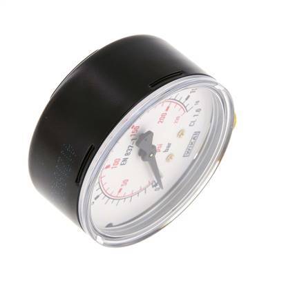 0..16 Bar (0..232 psi) Pressure Gauge Below Steel/Brass 63 mm Class 1.6