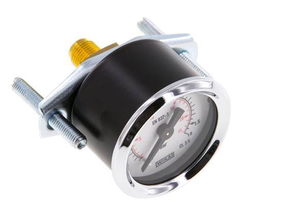 0..1.6 Bar (0..23 psi) Panel Mount Pressure Gauge Steel/Brass 40 mm Class 2.5 (Bracket)