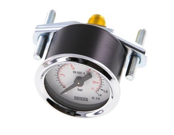 0..1.6 Bar (0..23 psi) Panel Mount Pressure Gauge Steel/Brass 40 mm Class 2.5 (Bracket)