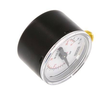 0..1.6 Bar (0..23 psi) Pressure Gauge Below Steel/Brass 40 mm Class 1.6