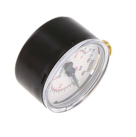 0..1.6 Bar (0..23 psi) Pressure Gauge Below Steel/Brass 50 mm Class 1.6