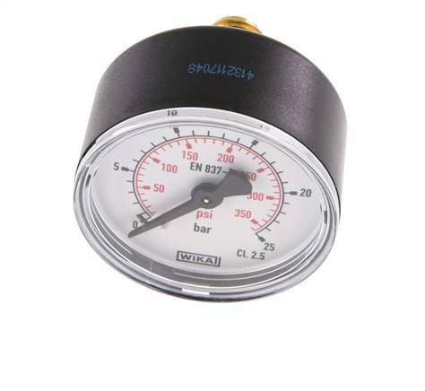 0..25 Bar (0..363 psi) Pressure Gauge Rear Plastic/Brass 50 mm Class 2.5