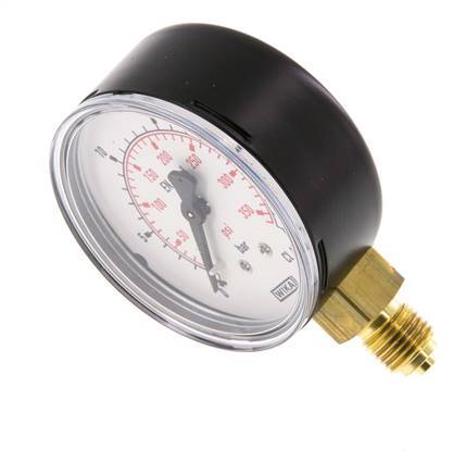 0..25 Bar (0..363 psi) Pressure Gauge Below Steel/Brass 63 mm Class 1.6