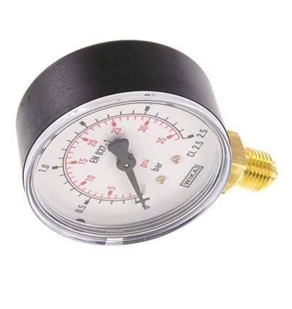 0..2.5 Bar (0..36 psi) Pressure Gauge Below Plastic/Brass 63 mm Class 2.5