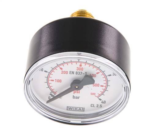 0..40 Bar (0..580 psi) Pressure Gauge Rear Plastic/Brass 50 mm Class 2.5