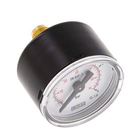 0..4 Bar (0..58 psi) Pressure Gauge Rear Steel/Brass 40 mm Class 1.6