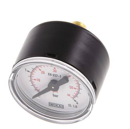 0..4 Bar (0..58 psi) Pressure Gauge Rear Steel/Brass 40 mm Class 1.6