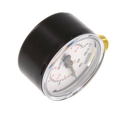 0..6 Bar (0..87 psi) Pressure Gauge Below Steel/Brass 50 mm Class 1.6