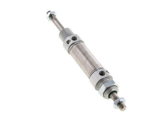 ISO 6432 Round Double Acting Cylinder 25-25mm - Magnetic - Damping - Male Threaded - Double Rod