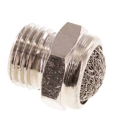 G1/4'' Nickel-Plated Brass Compact Pneumatic Muffler 1.4301 Wire Mesh [5 Pieces]