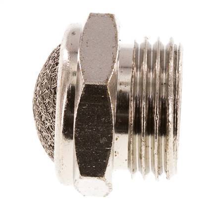G1/2'' Nickel-Plated Brass Compact Pneumatic Muffler 1.4301 Wire Mesh [2 Pieces]
