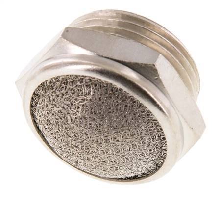 G3/4'' Nickel-Plated Brass Compact Pneumatic Muffler 1.4301 Wire Mesh