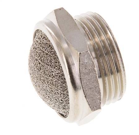 G3/4'' Nickel-Plated Brass Compact Pneumatic Muffler 1.4301 Wire Mesh