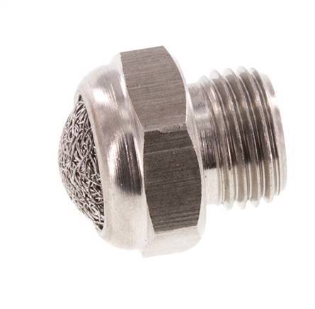 G1/8'' Stainless Steel Compact Pneumatic Muffler 1.4301 Wire Mesh
