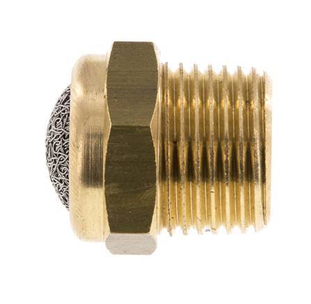 NPT 3/8'' Brass Compact Pneumatic Muffler 1.4301 Wire Mesh [2 Pieces]