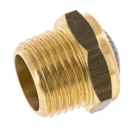NPT 1/2'' Brass Compact Pneumatic Muffler 1.4301 Wire Mesh [2 Pieces]