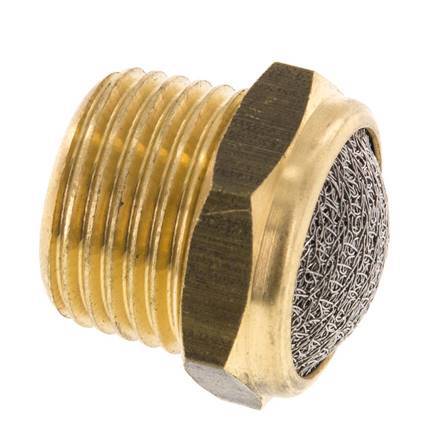 NPT 1/2'' Brass Compact Pneumatic Muffler 1.4301 Wire Mesh [2 Pieces]
