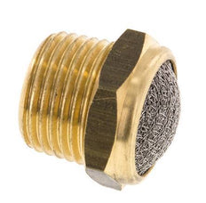 NPT 1/2'' Brass Compact Pneumatic Muffler 1.4301 Wire Mesh [2 Pieces]