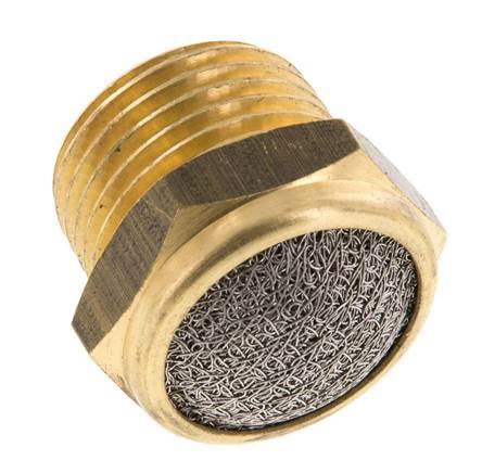 NPT 1/2'' Brass Compact Pneumatic Muffler 1.4301 Wire Mesh [2 Pieces]