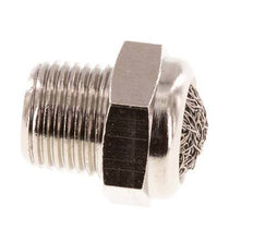 NPT 1/8'' Nickel-Plated Brass Compact Pneumatic Muffler 1.4301 Wire Mesh [5 Pieces]