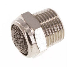NPT 3/8'' Nickel-Plated Brass Compact Pneumatic Muffler 1.4301 Wire Mesh [2 Pieces]