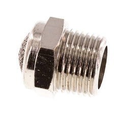NPT 3/8'' Nickel-Plated Brass Compact Pneumatic Muffler 1.4301 Wire Mesh [2 Pieces]