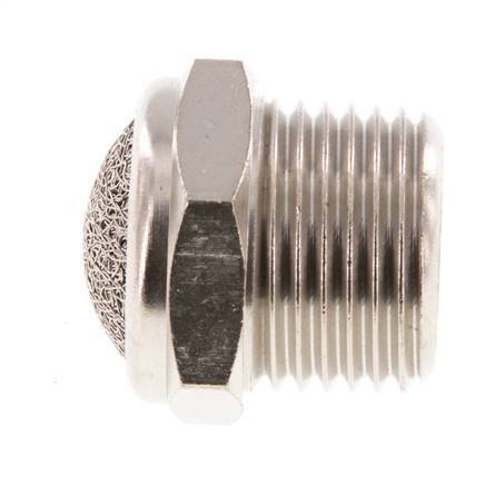 NPT 1/2'' Nickel-Plated Brass Compact Pneumatic Muffler 1.4301 Wire Mesh [2 Pieces]