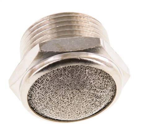 NPT 3/4'' Nickel-Plated Brass Compact Pneumatic Muffler 1.4301 Wire Mesh